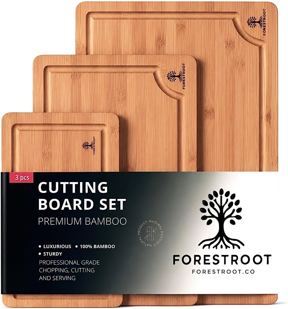 Premium End Grain Bamboo Cutting Board for Kitchen, 15 x 10 Inch Heavy Duty Butcher Block with Juice Groove, Built-In Handle, Hanging Hole & Reversible Design for Meat, Vegetables & Fruits