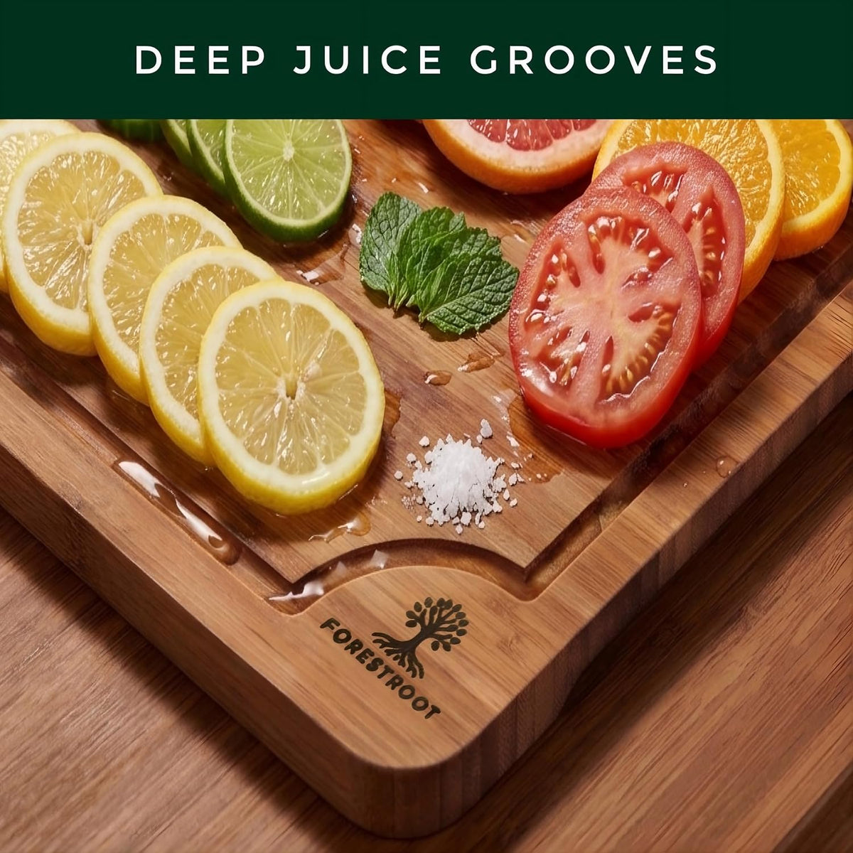 Premium End Grain Bamboo Cutting Board for Kitchen, 15 x 10 Inch Heavy Duty Butcher Block with Juice Groove, Built-In Handle, Hanging Hole & Reversible Design for Meat, Vegetables & Fruits
