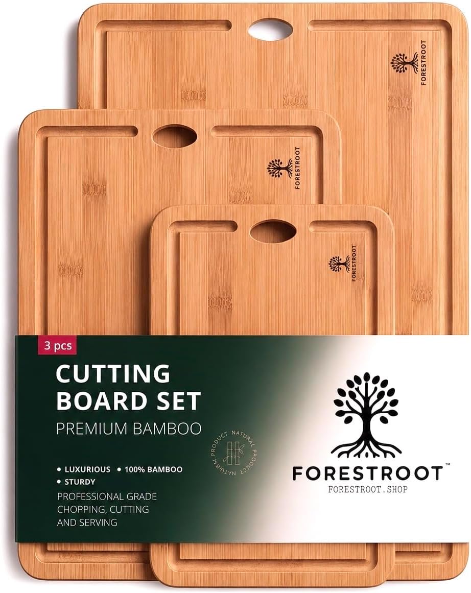 Premium End Grain Bamboo Cutting Board for Kitchen, 15 x 10 Inch Heavy Duty Butcher Block with Juice Groove, Built-In Handle, Hanging Hole & Reversible Design for Meat, Vegetables & Fruits