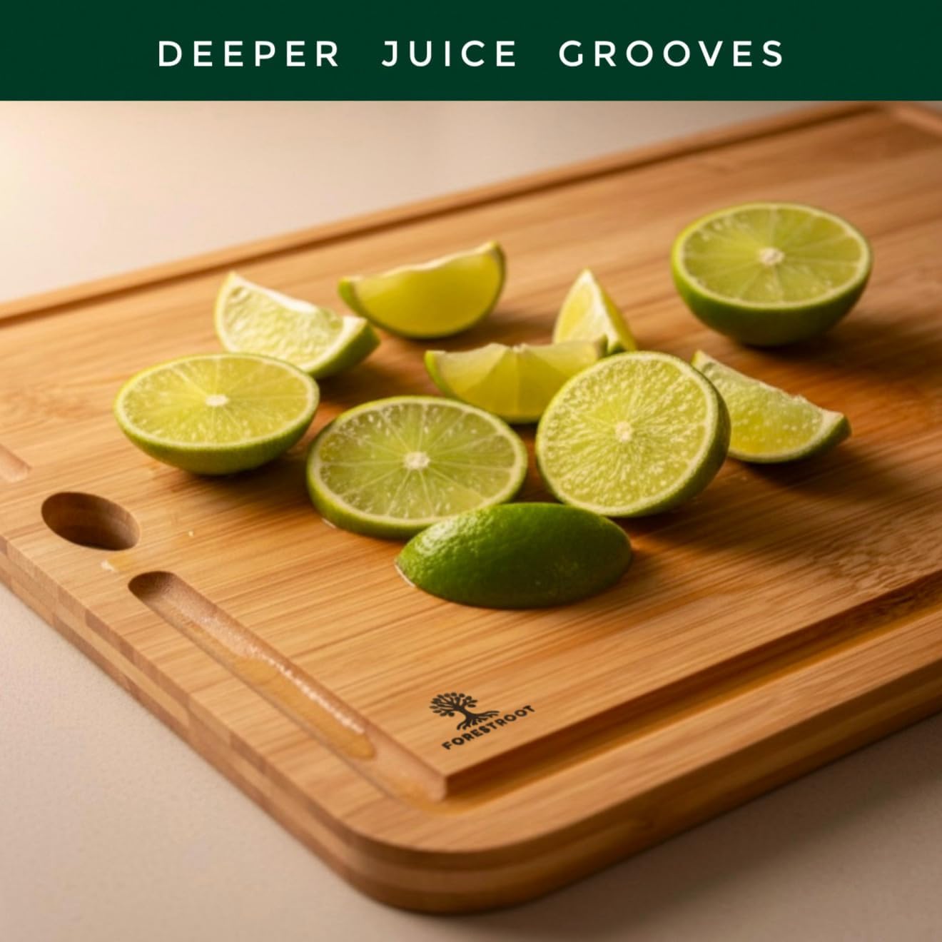 Premium End Grain Bamboo Cutting Board for Kitchen, 15 x 10 Inch Heavy Duty Butcher Block with Juice Groove, Built-In Handle, Hanging Hole & Reversible Design for Meat, Vegetables & Fruits