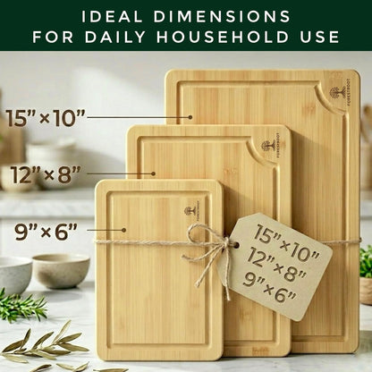 Premium End Grain Bamboo Cutting Board for Kitchen, 15 x 10 Inch Heavy Duty Butcher Block with Juice Groove, Built-In Handle, Hanging Hole & Reversible Design for Meat, Vegetables & Fruits