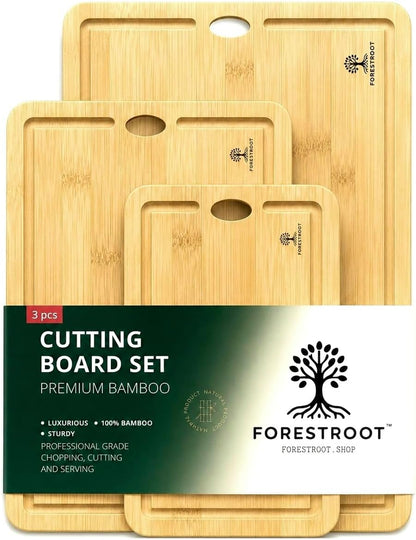 Premium End Grain Bamboo Cutting Board for Kitchen, 15 x 10 Inch Heavy Duty Butcher Block with Juice Groove, Built-In Handle, Hanging Hole & Reversible Design for Meat, Vegetables & Fruits