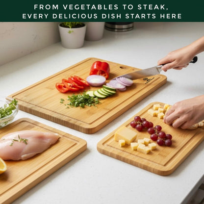 Premium End Grain Bamboo Cutting Board for Kitchen, 15 x 10 Inch Heavy Duty Butcher Block with Juice Groove, Built-In Handle, Hanging Hole & Reversible Design for Meat, Vegetables & Fruits