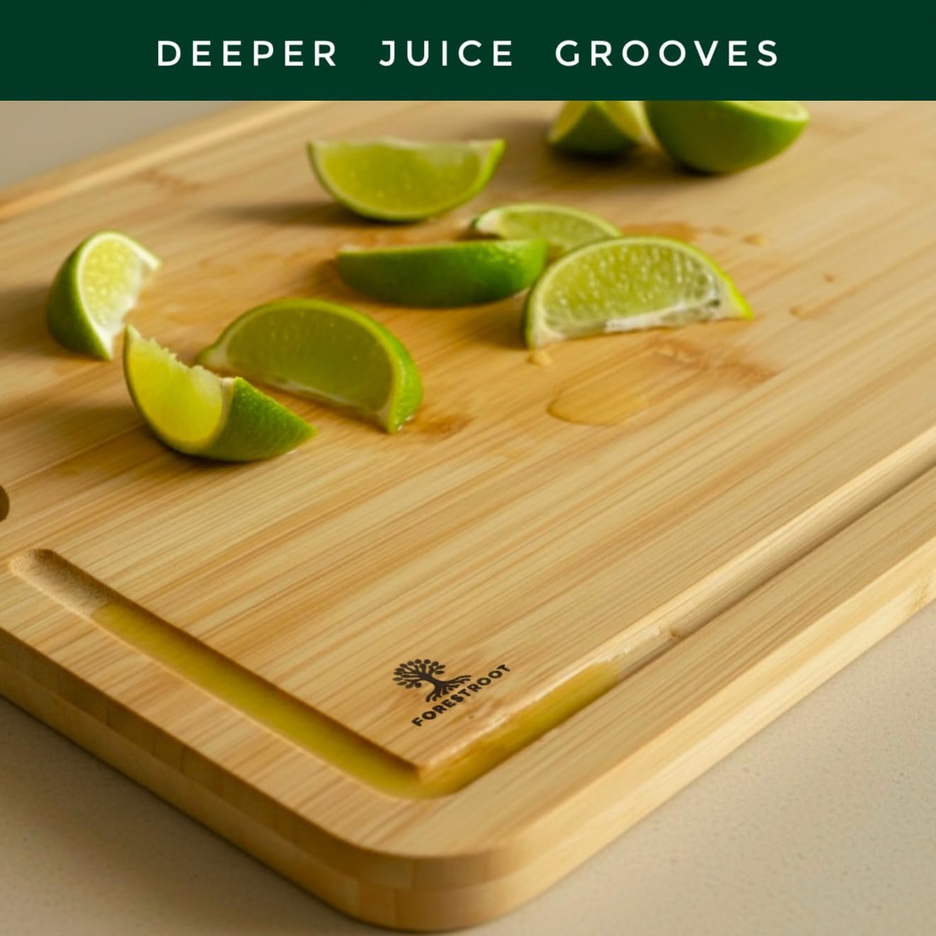 Premium End Grain Bamboo Cutting Board for Kitchen, 15 x 10 Inch Heavy Duty Butcher Block with Juice Groove, Built-In Handle, Hanging Hole & Reversible Design for Meat, Vegetables & Fruits