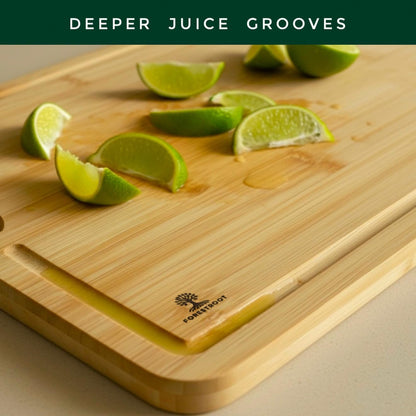 Premium End Grain Bamboo Cutting Board for Kitchen, 15 x 10 Inch Heavy Duty Butcher Block with Juice Groove, Built-In Handle, Hanging Hole & Reversible Design for Meat, Vegetables & Fruits