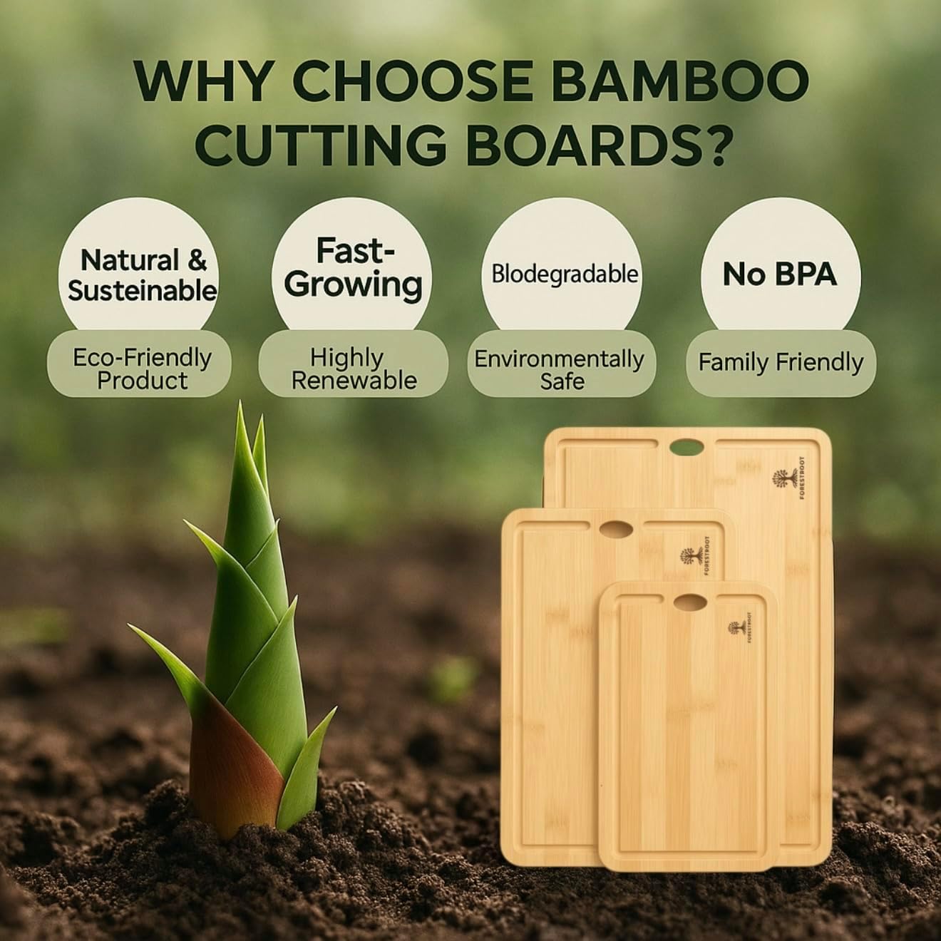 Premium End Grain Bamboo Cutting Board for Kitchen, 15 x 10 Inch Heavy Duty Butcher Block with Juice Groove, Built-In Handle, Hanging Hole & Reversible Design for Meat, Vegetables & Fruits