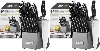 ® Knife Sets,German Stainless Steel Kitchen Knife Block Set with Built-in Sharpener