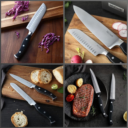 ® Knife Sets,German Stainless Steel Kitchen Knife Block Set with Built-in Sharpener