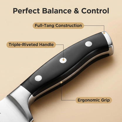 ® Knife Sets,German Stainless Steel Kitchen Knife Block Set with Built-in Sharpener