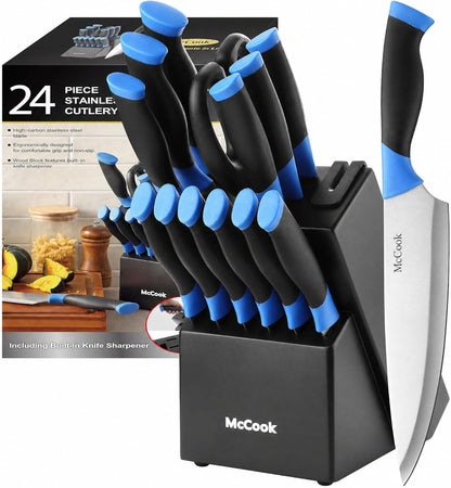 ® Knife Sets,German Stainless Steel Kitchen Knife Block Set with Built-in Sharpener