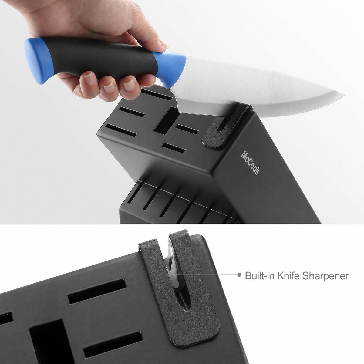 ® Knife Sets,German Stainless Steel Kitchen Knife Block Set with Built-in Sharpener