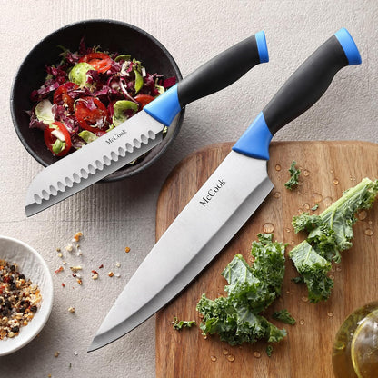 ® Knife Sets,German Stainless Steel Kitchen Knife Block Set with Built-in Sharpener
