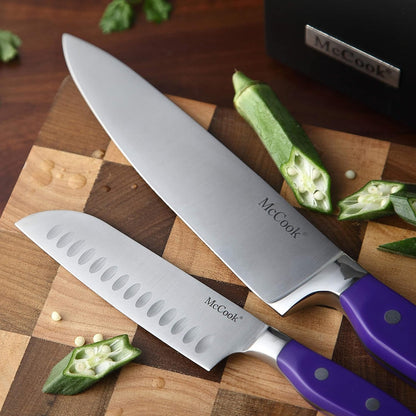 ® Knife Sets,German Stainless Steel Kitchen Knife Block Set with Built-in Sharpener