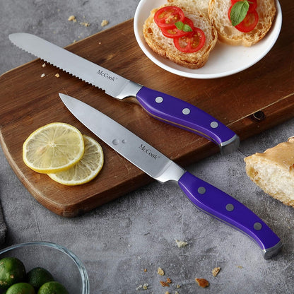 ® Knife Sets,German Stainless Steel Kitchen Knife Block Set with Built-in Sharpener