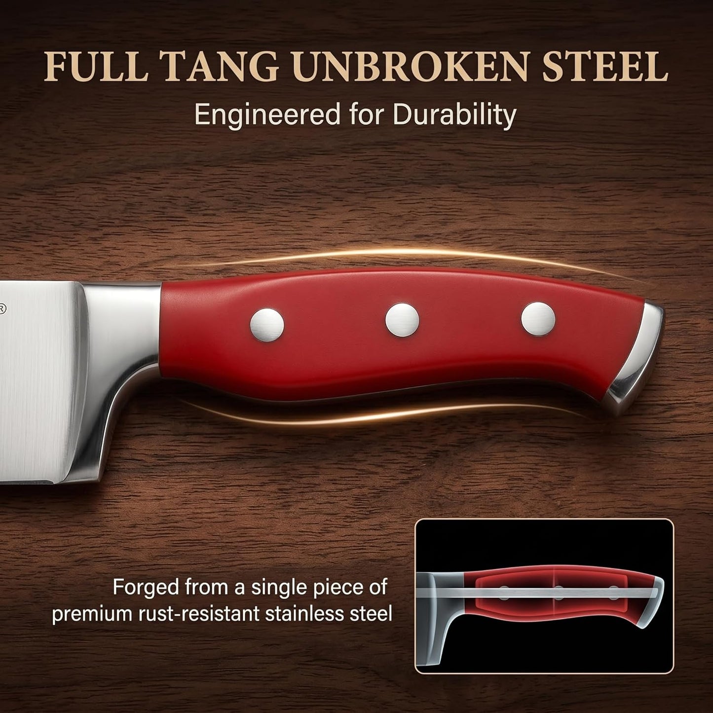 ® Knife Sets,German Stainless Steel Kitchen Knife Block Set with Built-in Sharpener