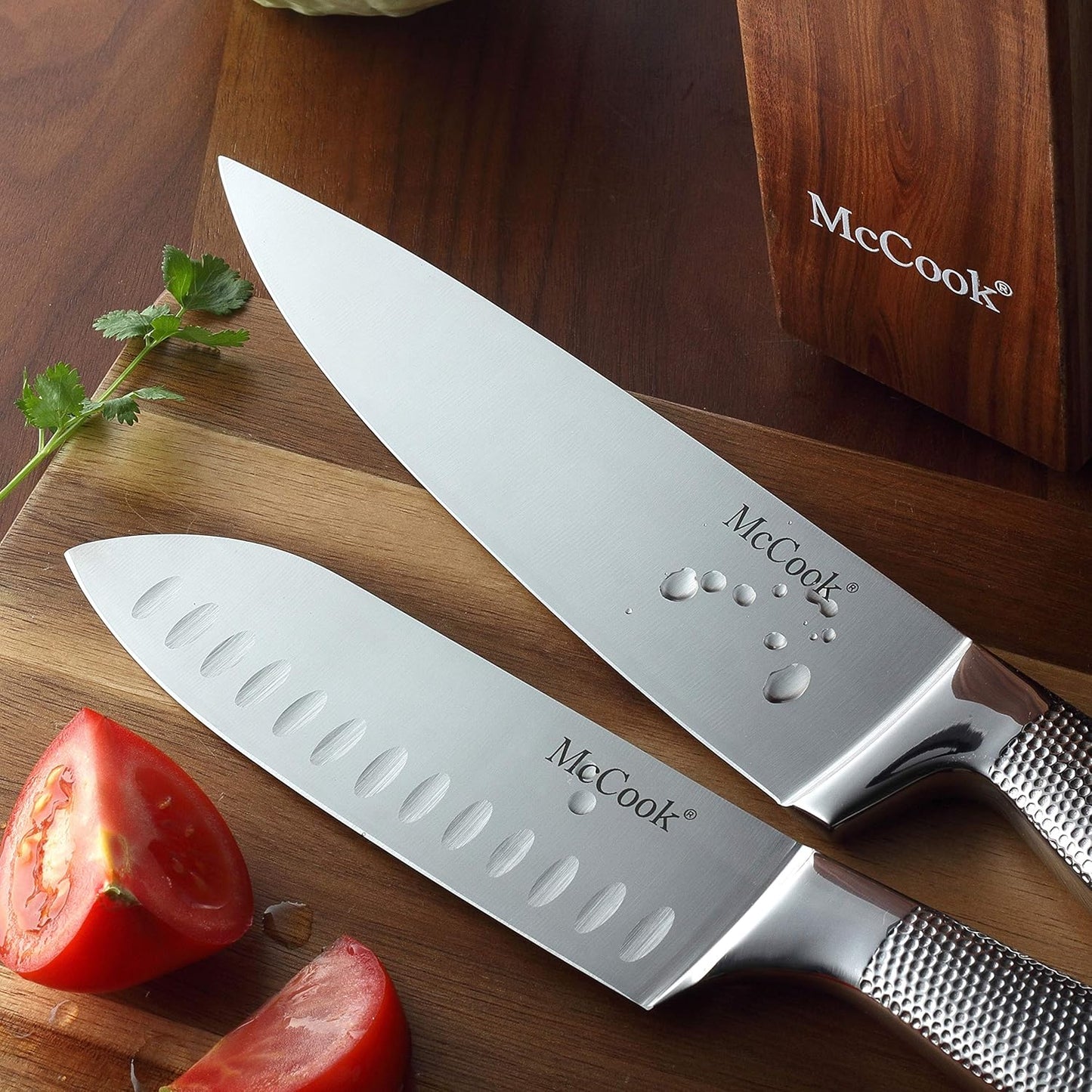 ® Knife Sets,German Stainless Steel Kitchen Knife Block Set with Built-in Sharpener