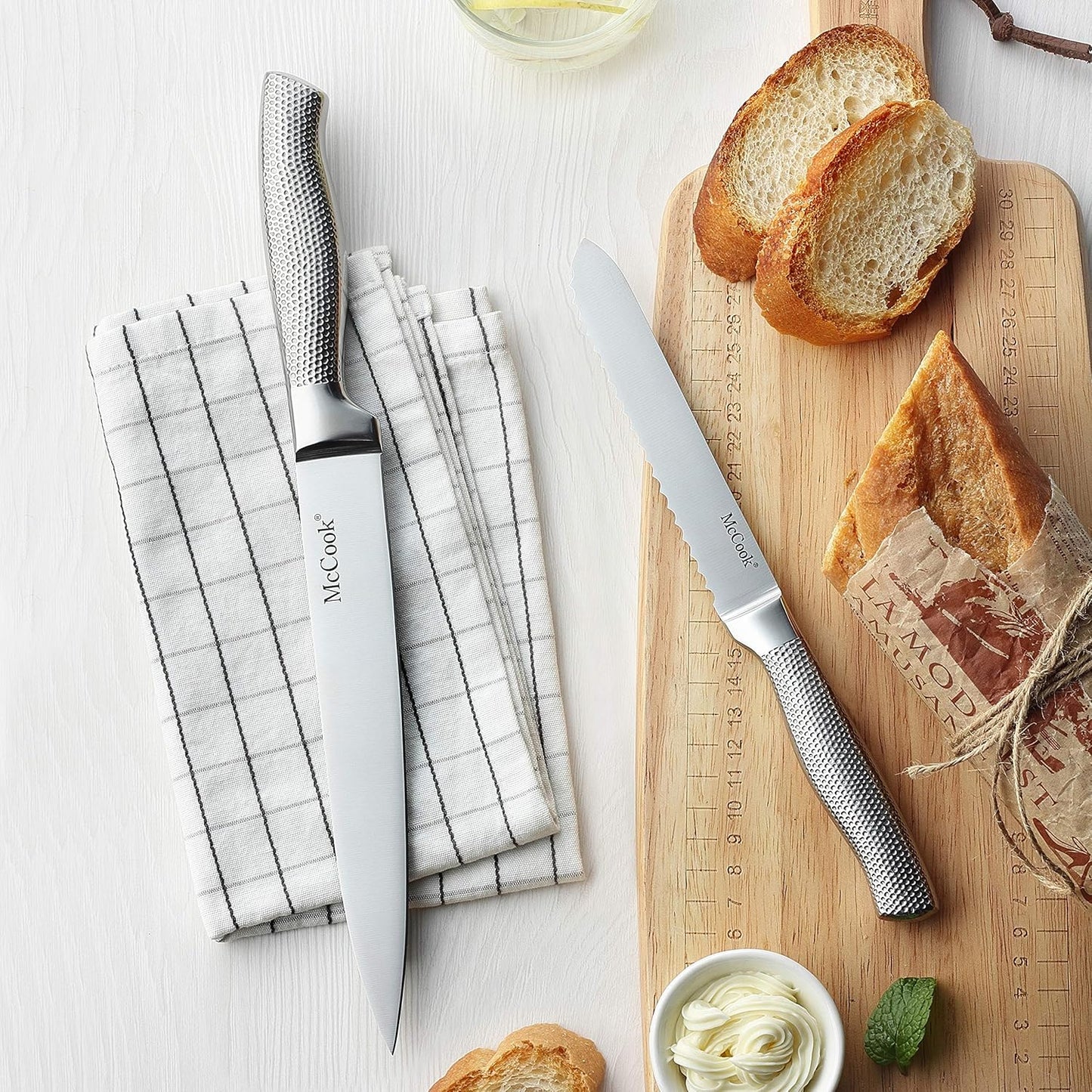 ® Knife Sets,German Stainless Steel Kitchen Knife Block Set with Built-in Sharpener