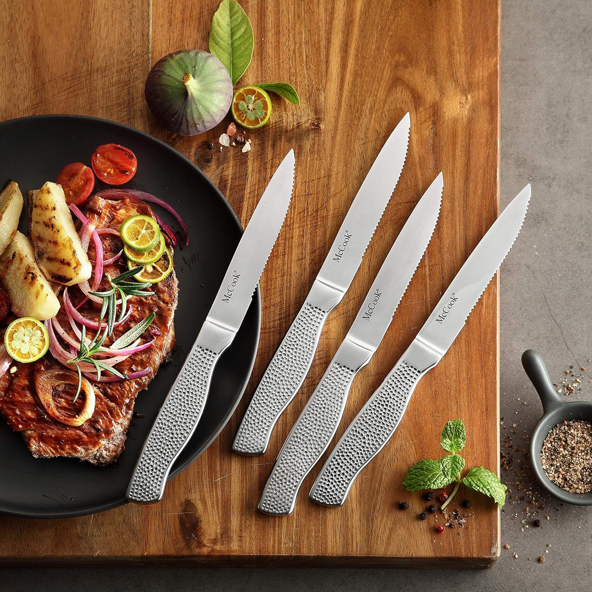 ® Knife Sets,German Stainless Steel Kitchen Knife Block Set with Built-in Sharpener