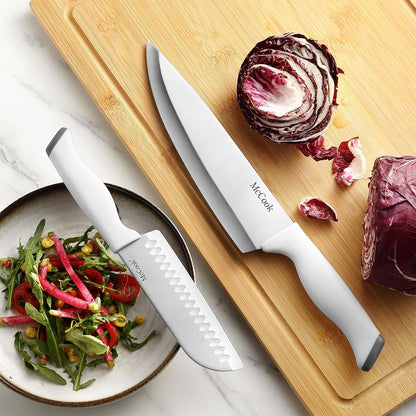 ® Knife Sets,German Stainless Steel Kitchen Knife Block Set with Built-in Sharpener