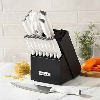® Knife Sets,German Stainless Steel Kitchen Knife Block Set with Built-in Sharpener