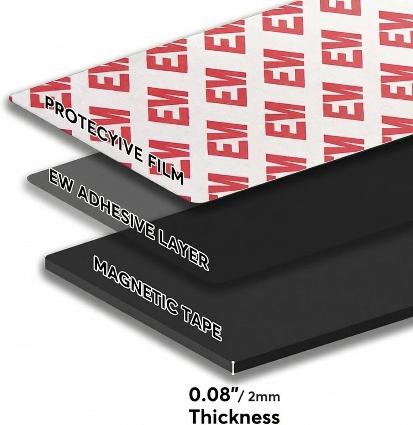 Strong Flexible Magnetic Tape,Rustproof SmFeN Heavy Duty Magnetic Strip with Strong Adhesive Backing, Magnet Strips Knife Tool Holder for Wall Organized(2"x4", 6Pack)