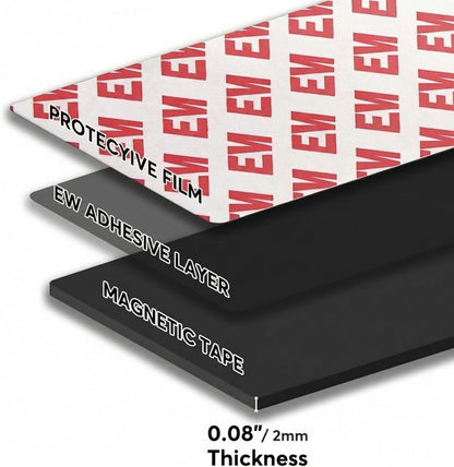 Strong Flexible Magnetic Tape,Rustproof SmFeN Heavy Duty Magnetic Strip with Strong Adhesive Backing, Magnet Strips Knife Tool Holder for Wall Organized(2"x4", 6Pack)