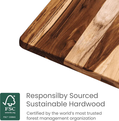 Teak Wood Cutting Board Set of 3 - Small, Medium and Large Teak Cutting Boards - Holiday Gift Ideas for Men and Women - Gift-Ready, Reversible, Edge Grain, Knife Friendly - FSC Certified