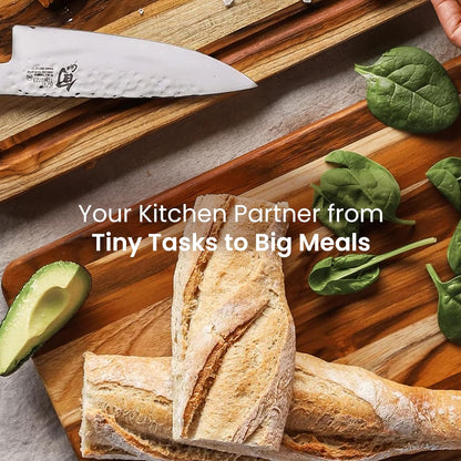Teak Wood Cutting Board Set of 3 - Small, Medium and Large Teak Cutting Boards - Holiday Gift Ideas for Men and Women - Gift-Ready, Reversible, Edge Grain, Knife Friendly - FSC Certified