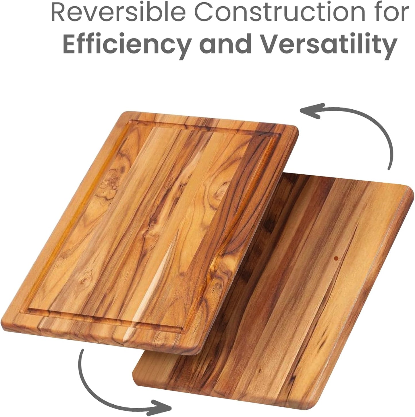 Teak Wood Cutting Board Set of 3 - Small, Medium and Large Teak Cutting Boards - Holiday Gift Ideas for Men and Women - Gift-Ready, Reversible, Edge Grain, Knife Friendly - FSC Certified