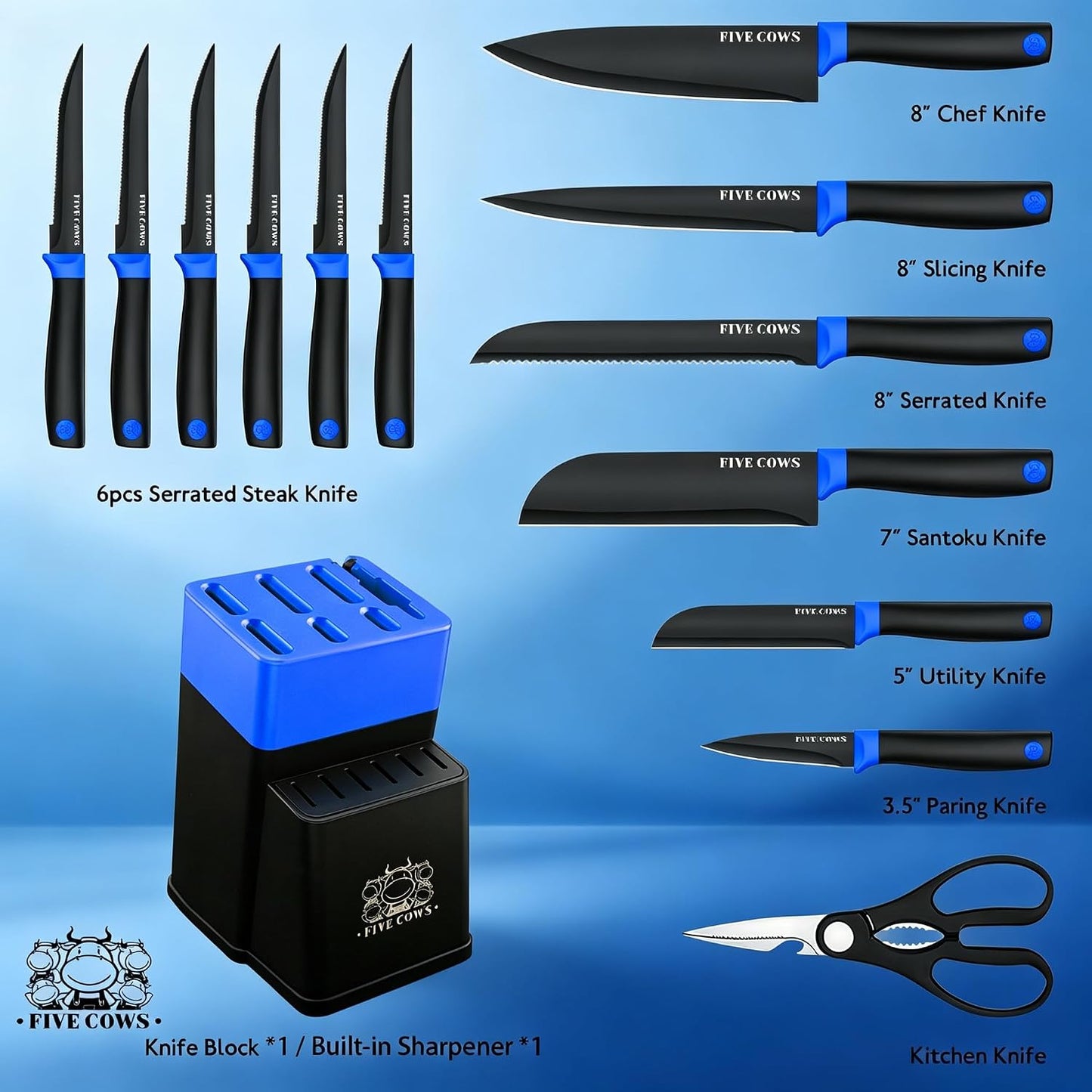7-Piece Ultra Sharp Chef Knife Set - Premium German High Carbon Stainless Steel, Ergonomic Wood Pattern Handle, Professional Kitchen Knives with Gift Box (Brown 7 Piece)