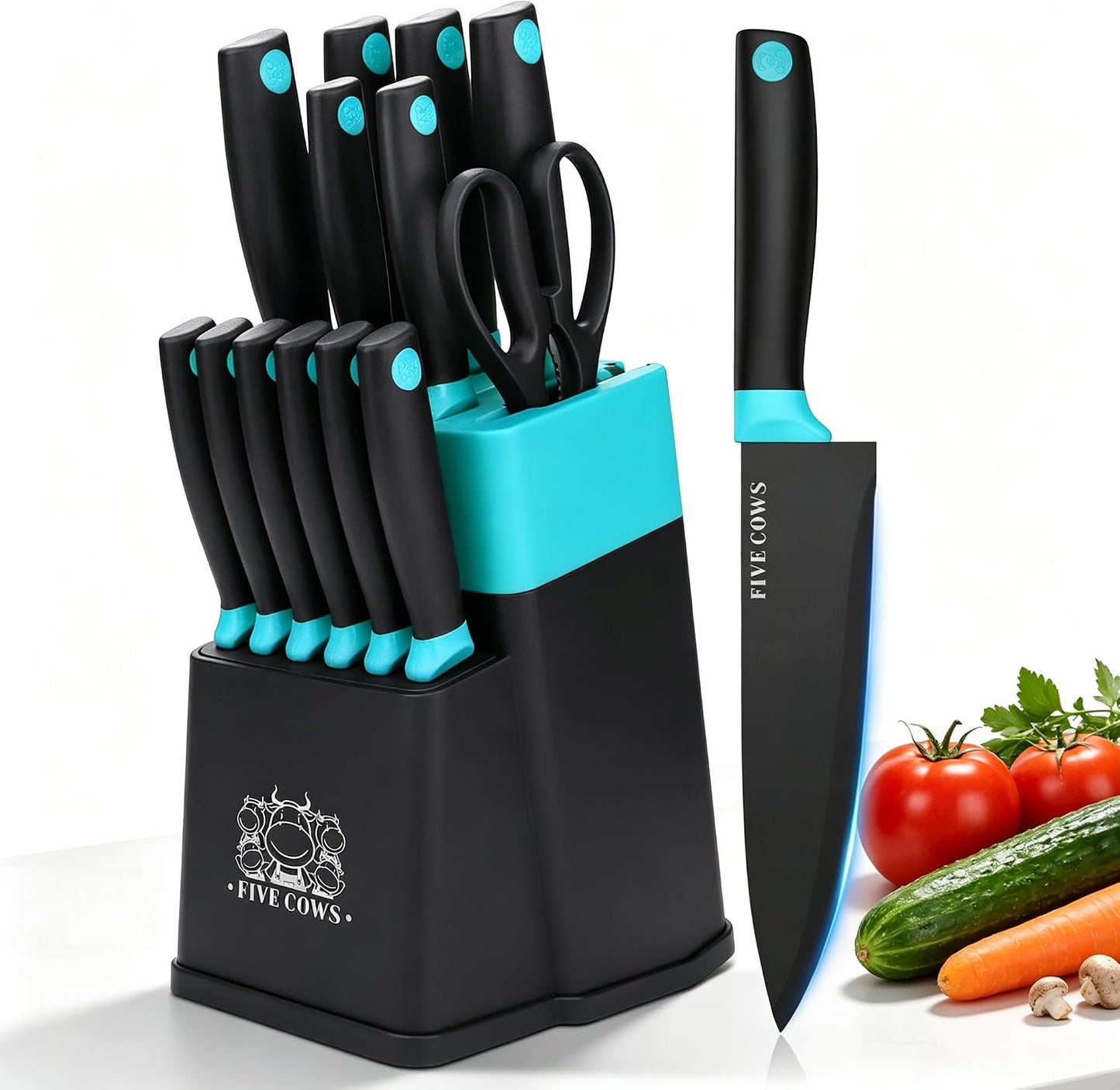7-Piece Ultra Sharp Chef Knife Set - Premium German High Carbon Stainless Steel, Ergonomic Wood Pattern Handle, Professional Kitchen Knives with Gift Box (Brown 7 Piece)