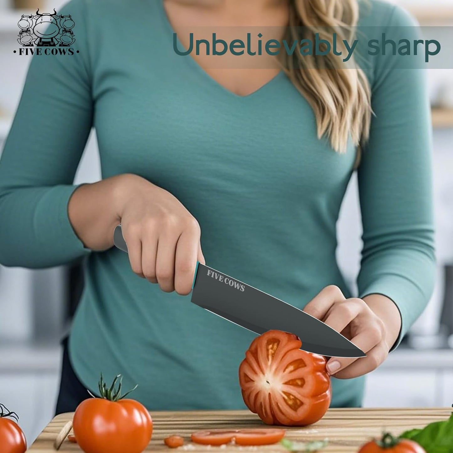 7-Piece Ultra Sharp Chef Knife Set - Premium German High Carbon Stainless Steel, Ergonomic Wood Pattern Handle, Professional Kitchen Knives with Gift Box (Brown 7 Piece)
