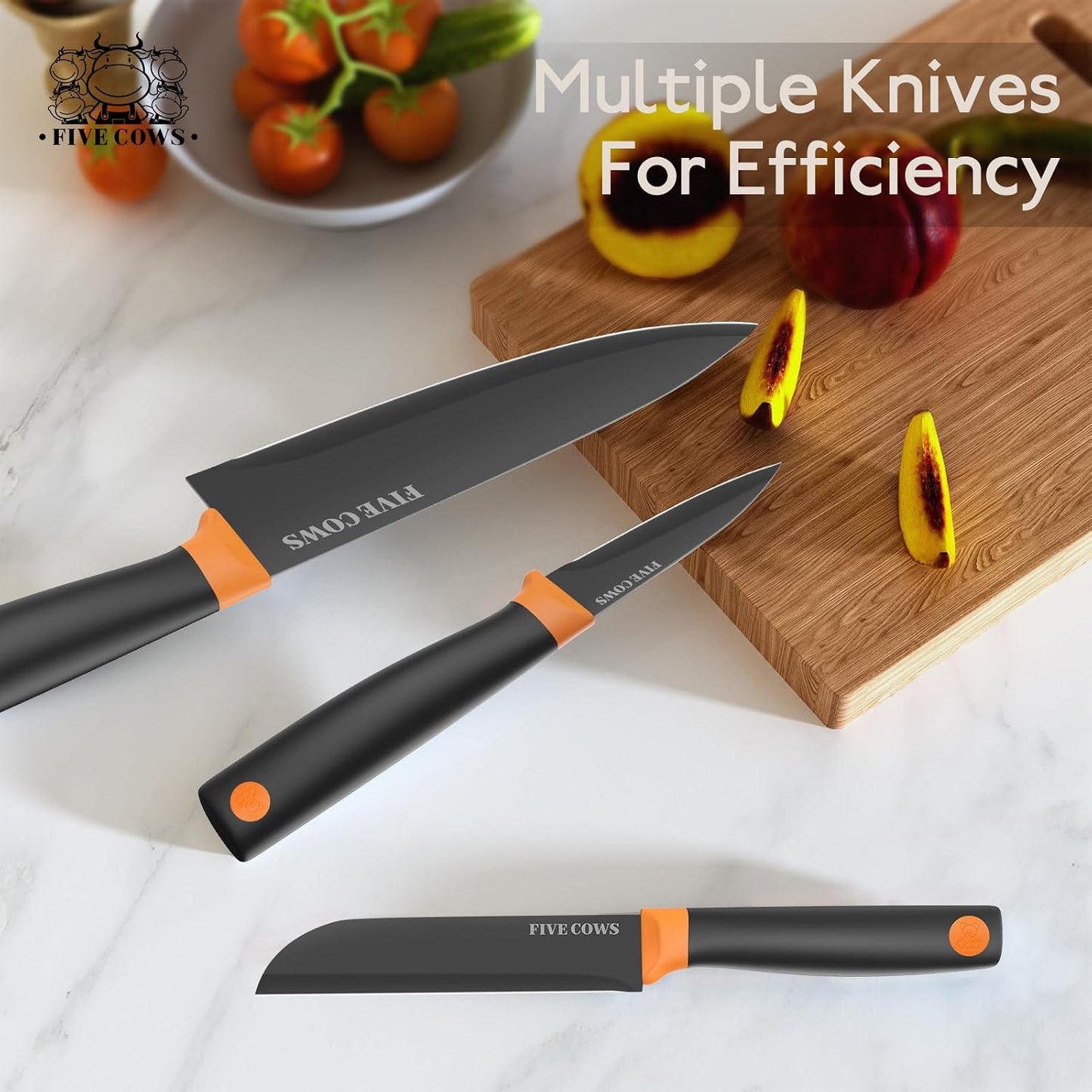 7-Piece Ultra Sharp Chef Knife Set - Premium German High Carbon Stainless Steel, Ergonomic Wood Pattern Handle, Professional Kitchen Knives with Gift Box (Brown 7 Piece)