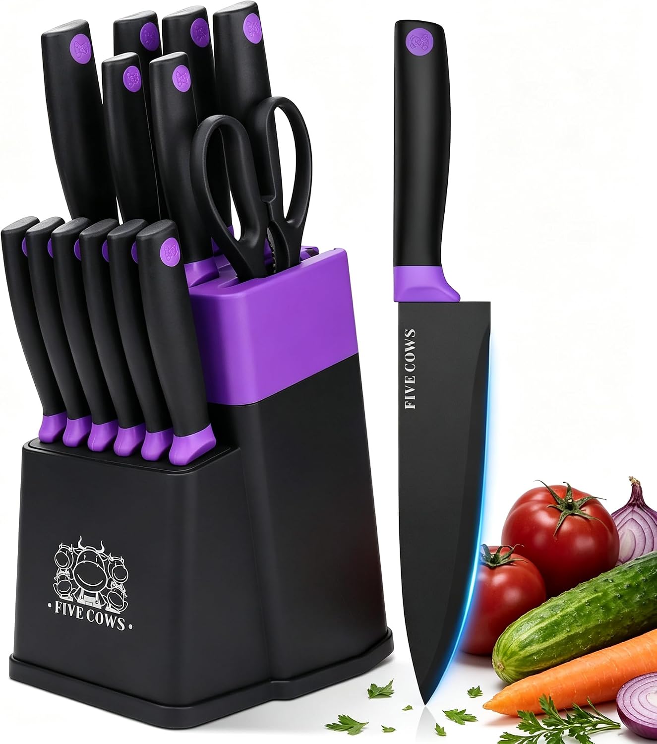 7-Piece Ultra Sharp Chef Knife Set - Premium German High Carbon Stainless Steel, Ergonomic Wood Pattern Handle, Professional Kitchen Knives with Gift Box (Brown 7 Piece)