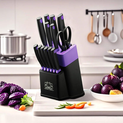 7-Piece Ultra Sharp Chef Knife Set - Premium German High Carbon Stainless Steel, Ergonomic Wood Pattern Handle, Professional Kitchen Knives with Gift Box (Brown 7 Piece)
