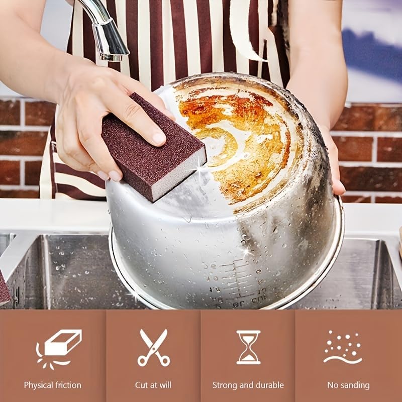 2-Piece Emery Cloth Magic Sponge Eraser Set - Heavy-Duty Scrubber for Limescale, Rust Removal in Kitchen, Bathroom, Floor & Outdoor Cleaning