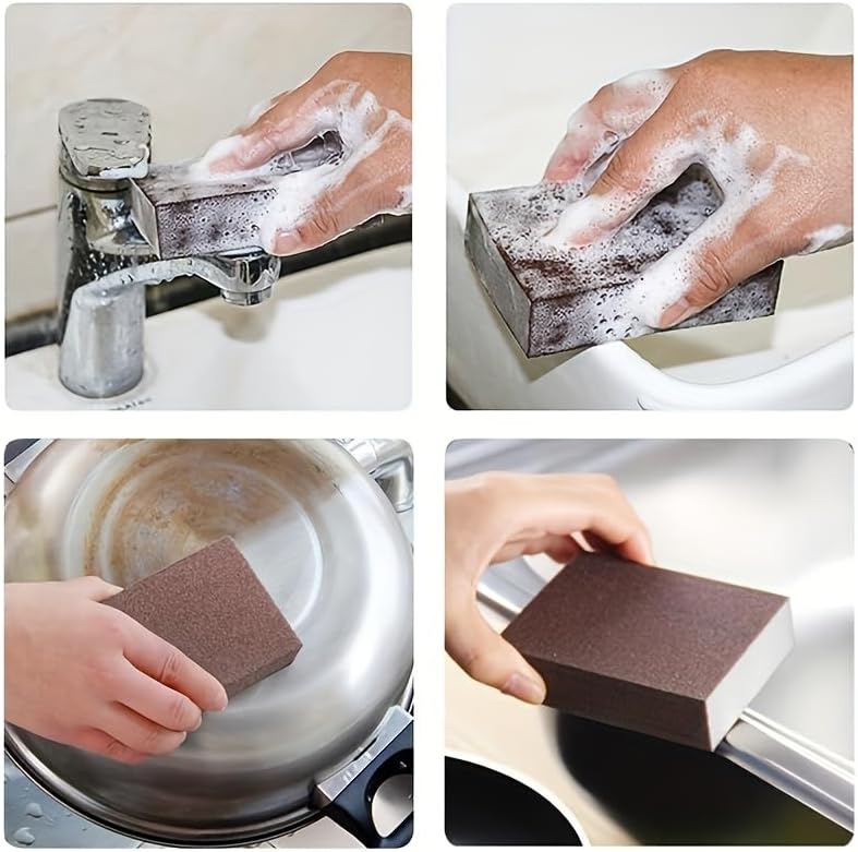 2-Piece Emery Cloth Magic Sponge Eraser Set - Heavy-Duty Scrubber for Limescale, Rust Removal in Kitchen, Bathroom, Floor & Outdoor Cleaning
