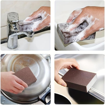 2-Piece Emery Cloth Magic Sponge Eraser Set - Heavy-Duty Scrubber for Limescale, Rust Removal in Kitchen, Bathroom, Floor & Outdoor Cleaning