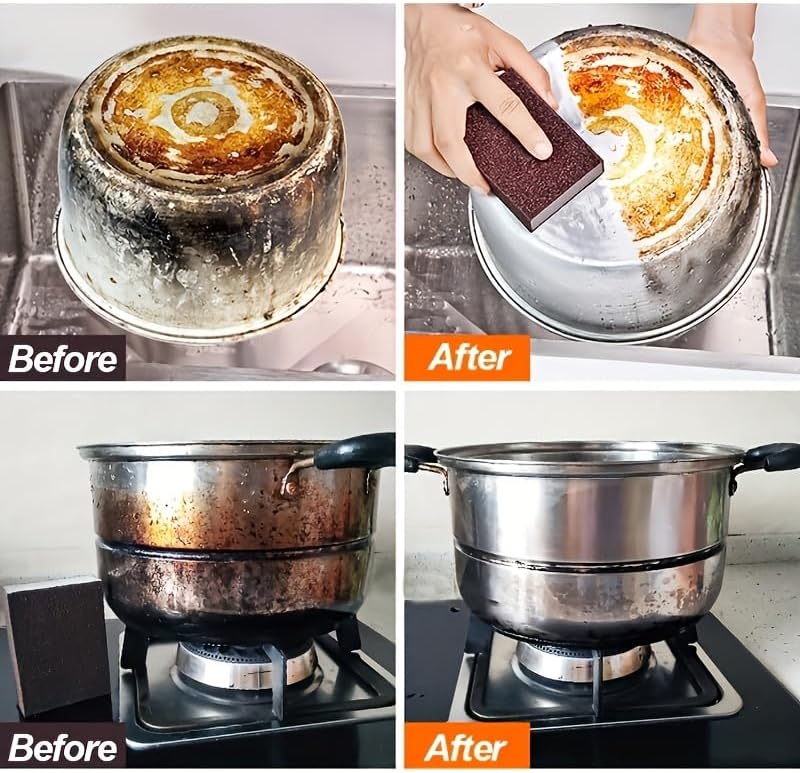2-Piece Emery Cloth Magic Sponge Eraser Set - Heavy-Duty Scrubber for Limescale, Rust Removal in Kitchen, Bathroom, Floor & Outdoor Cleaning