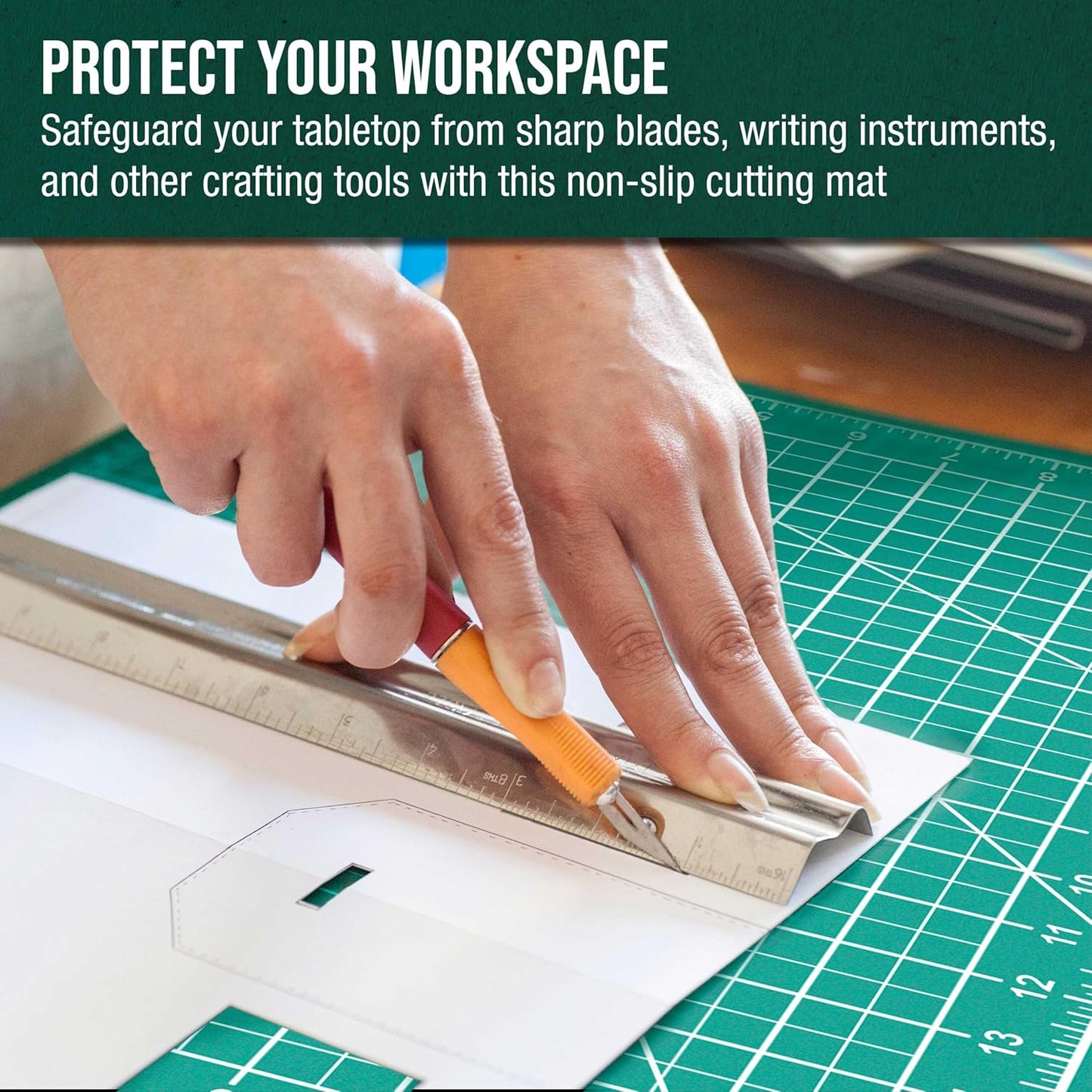 9" x 12" Self-Healing Cutting Mat 5-Ply - Double-Sided Green/Black Craft Mat, Non-Slip Cutting Mats for Crafts, Sewing, Quilting, Scrapbooking