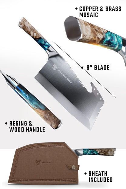 9" Meat Cleaver — Wood Display Stand & Sheath — 9CR18MOV Steel — For Heavy Butchering, Bone-In Cuts & Counter Display — Resin & Wood Handle, Valhalla Obliterator, customer support