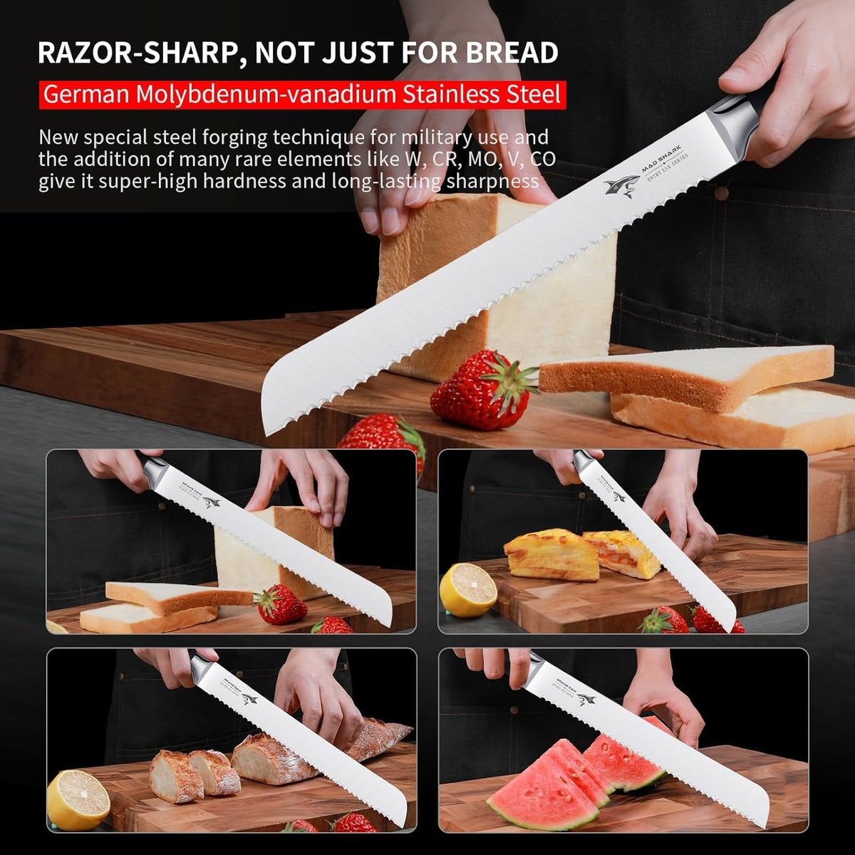 Bread Knife, Sourdough Bread Knives, Bread Cutter Razor Sharp Edge for Efficient Slicing Sourdough, Bagels, Cake Cutter,8 Inch Serrated Knife