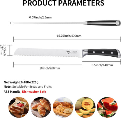 Bread Knife, Sourdough Bread Knives, Bread Cutter Razor Sharp Edge for Efficient Slicing Sourdough, Bagels, Cake Cutter,8 Inch Serrated Knife