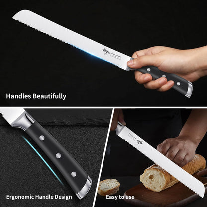 Bread Knife, Sourdough Bread Knives, Bread Cutter Razor Sharp Edge for Efficient Slicing Sourdough, Bagels, Cake Cutter,8 Inch Serrated Knife