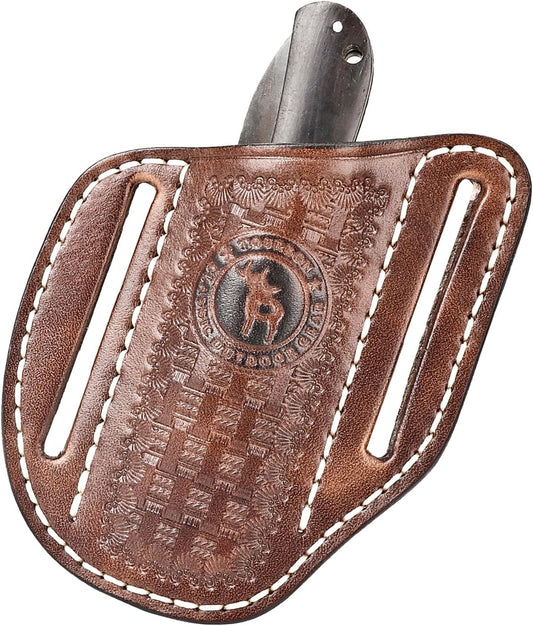 Tourbn Leather Pocket Folding Knife Sheath for Belt EDC Holster Man Cross Draw Right Side Carry Open Top Trapper Knives Carrier