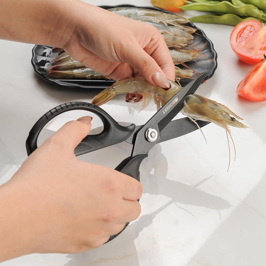 Kitchen Shears, 5CR15MOV Stainless Steel Sharp Kitchen Scissors Detachable, Heavy Duty Food Scissors for Cooking, Poultry, Vegetables, Herbs - Black Titanium Coated