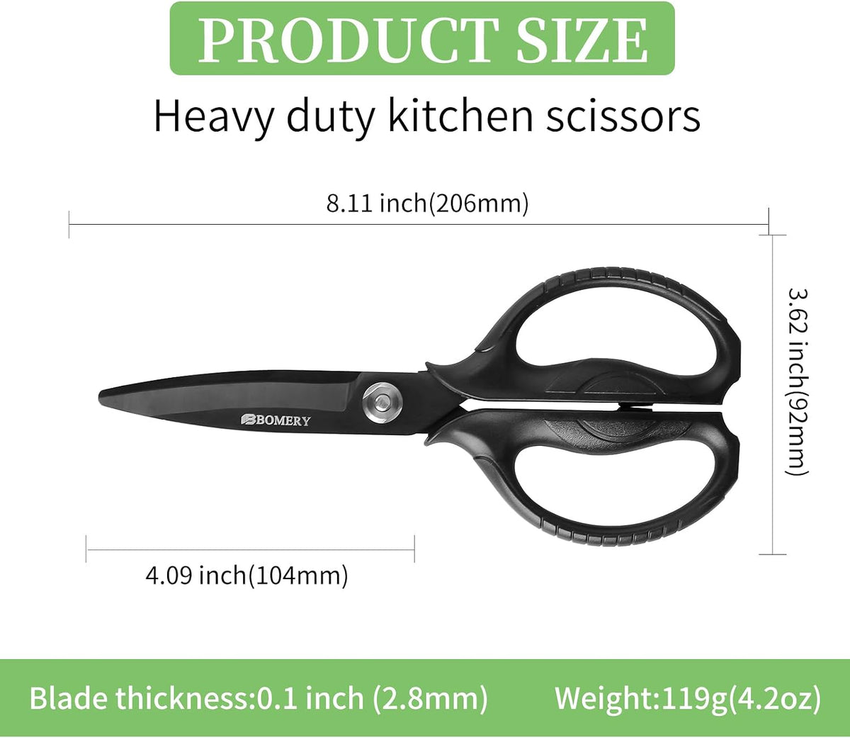 Kitchen Shears, 5CR15MOV Stainless Steel Sharp Kitchen Scissors Detachable, Heavy Duty Food Scissors for Cooking, Poultry, Vegetables, Herbs - Black Titanium Coated