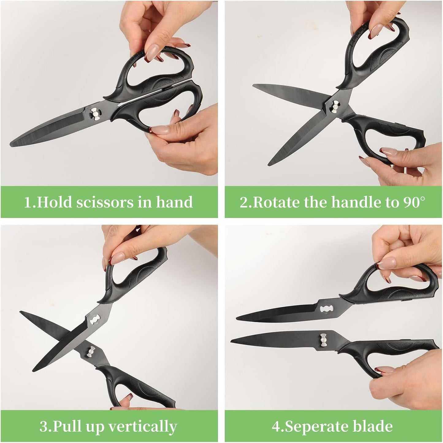Kitchen Shears, 5CR15MOV Stainless Steel Sharp Kitchen Scissors Detachable, Heavy Duty Food Scissors for Cooking, Poultry, Vegetables, Herbs - Black Titanium Coated