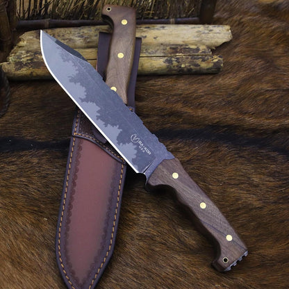 DC53 Steel 36CM (14.3IN) Full Tang 6mm Thick Fixed Knife+Sheath&(5.9IN) Cerium Igniter, Suitable for Outdoor Hunting, Camping, Survival Exploration, EDC