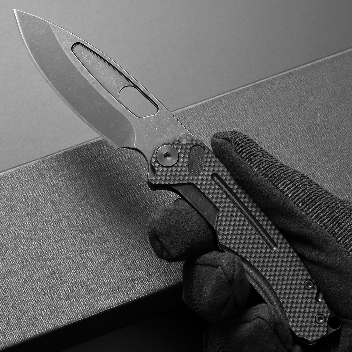 Ccanku C1136 Folding Knife,D2 Steel Blade+ G10&Steel Handle EDC Tool,Outdoor Hunting Camping Knife(Black)